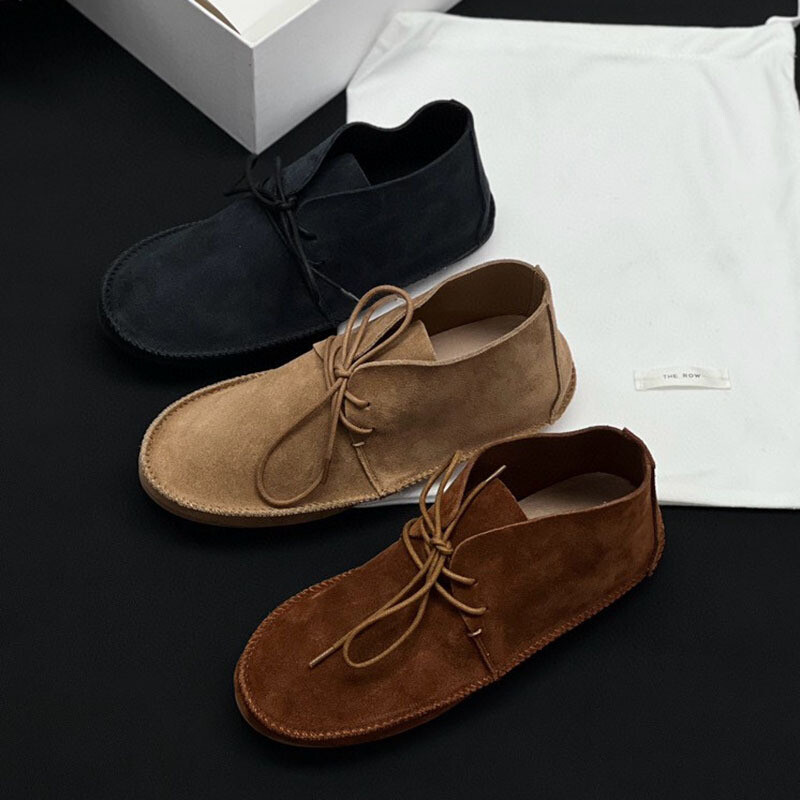 FILA Stivali corti donna THE ROW nuovi stringati pelle retrò scamosciati scarpe singole casual