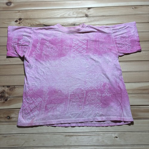 Vintage 90s Victorian Lattice Roman Tapestry Art Shirt Size XL Tie-Dye