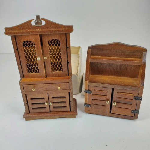Dollhouse furniture lot - Dining Room Hutch and China Cupboard - NEW old stock