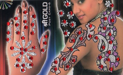 4in1 Bollywood Body Sticker Henna Tattoo Hand Schmuck Haarschmuck Bindis Sari