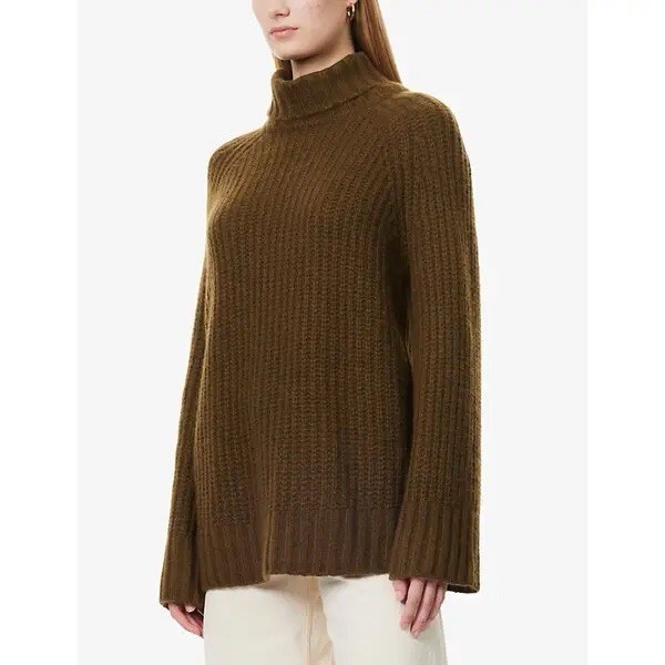 Me + Em Lofty Merino Cashmere Jumper Sweater & Attached Snood Green Large