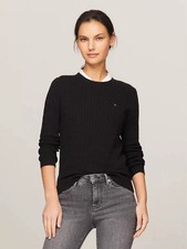 tommy hilfiger women Cable Long Sleeve Cable Sweater/ Small/ Black/ NWT/ 74