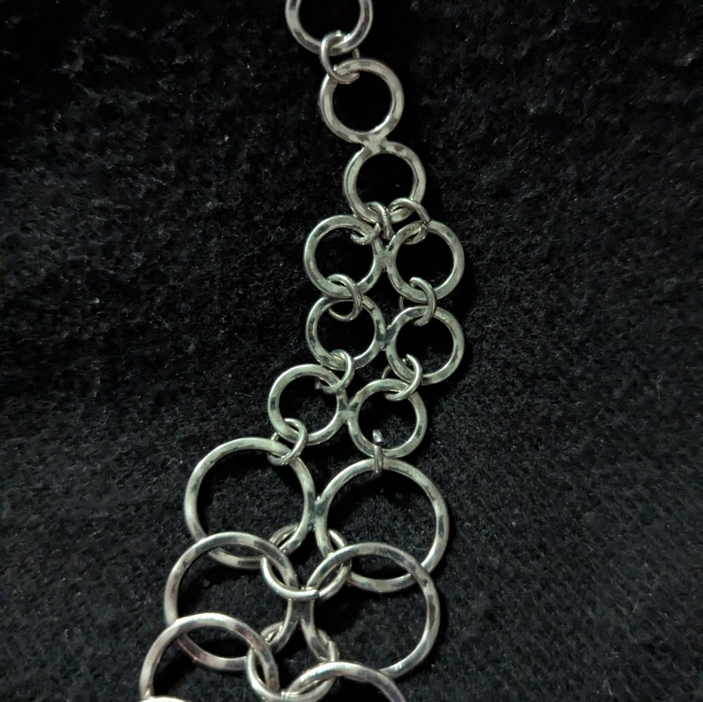 Silver Tone Interlocking Rings Chain Statement Ne… - image 4