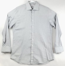 Charles Tyrwhitt Dress Shirt Mens 16.5 35 Gray Micro Plaid Slim Fit French Cuffs
