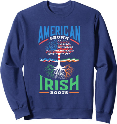 American Grown Irish Roots Saint Patricks Day Green Unisex Crewneck Sweatshirt