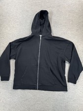 No Boundaries Oversized Hoodie Unisex XL 46-48 Black Knit Stretch Warm Full Zip