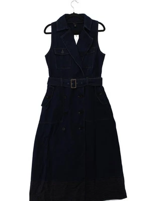 Karen Millen Shirt Midi Dress UK10 in Blue RRP £149 - Image 1 of 4