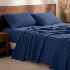 Flannel Sheet Set Queen Dark Blue 100 Cotton Double Brushed Deep Pocket Bare