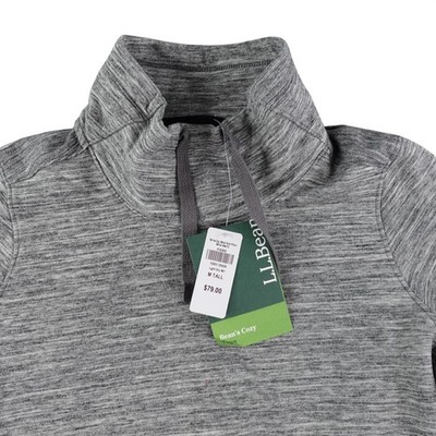 L.L.Bean Pullover Womens M Tall Gray Marled Mixed Knit Funnel Neck NWT Cozy Tops