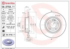 BREMBO 2x Bremsscheibe hinten Ø276mm Voll für Mercedes-Benz A-Klasse W177