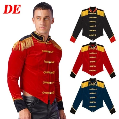 AGOKY DE Herren Zirkusdirektor Kostüm Quasten Jacke Mantel Showman Halloween Cosplay