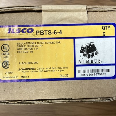 ILSCO Insulated Multi-Tap Connector Single Side Entry Black PBTS-6-4 4-14 AWG