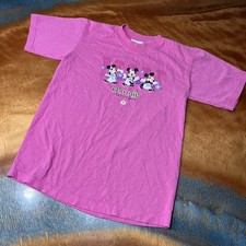 Vintage Disney Minnie Shirt youth Large Las Vegas Flowers Glitter Made USA 90s