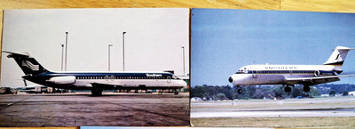 SOUTHERN AIRWAYS Douglas DC-9 + DC-9-30 Postcards