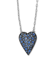 NWTag Brighton GLISTEN HEART PETITE BLUE Crystal Necklace MSRP 78