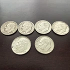 6- 90% SILVER CHOICE ROOSEVELT DIME LOT SOME DATES BELOW 1950-1964