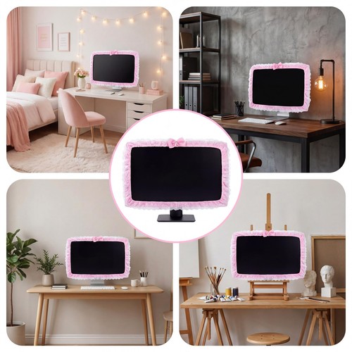 BowKnot Pink Monitor Cute Computer Monitor Cover Dust Cover Protector Lovely ... - Foto 6 di 7
