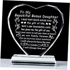 from Mom Dad, To My Bonus Daughter Heart Shaped Crystal Bonus Daughter Gifts