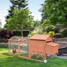 96.5" Chicken Tractor, Large Wooden Chicken Coop, Yellow
