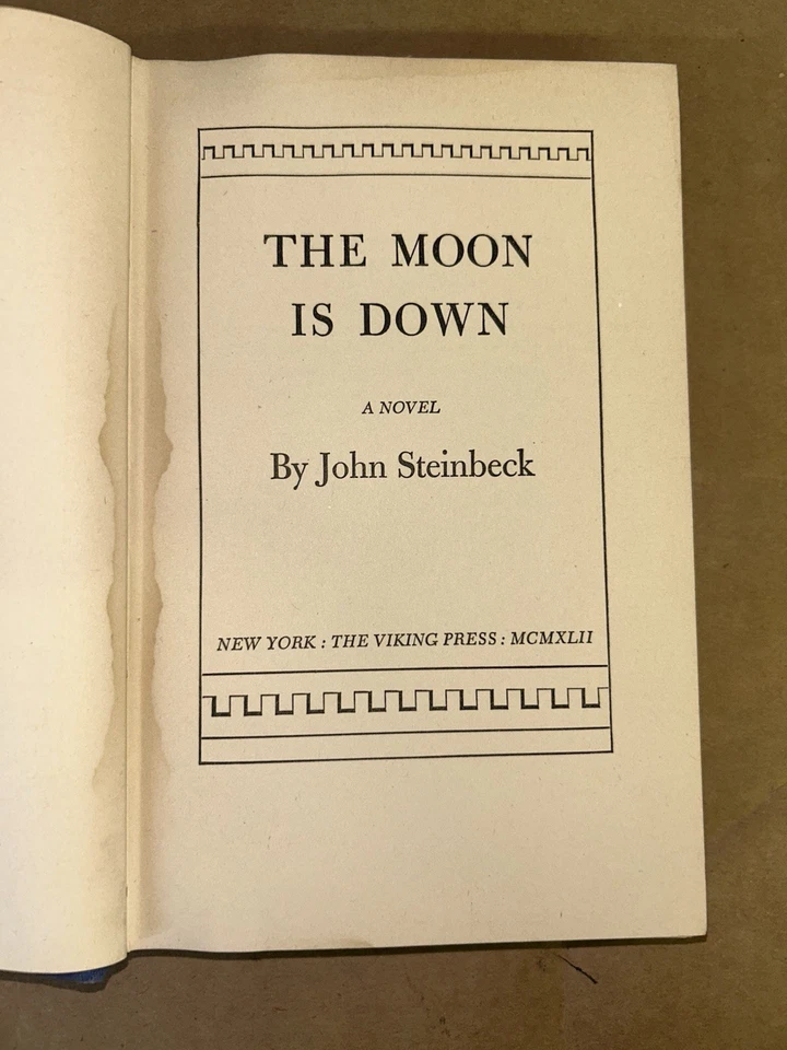 The Moon Is Down by John Steinbeck March 1942 1st Edition Hardcover Viking - Image 4 of 4