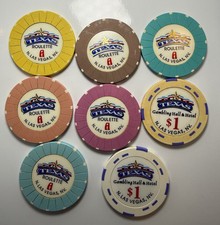 TEXAS GAMBLING HALL HOTEL casino gaming poker 8 chip lot - Las Vegas, NV