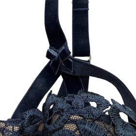 Dita Von Teese Dahlia Balconette Cage Bra Navy Nude 32DD