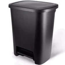 20.4 Gallon Step-On Trash Can, Plastic Extra Large Kitchen Trash Can, Black