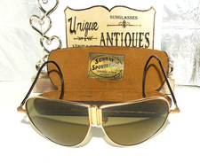 RARE 1930  s SPORTGLASS SUNRAY MOTORCYCLE/AVIATOR SUNGLASSES W/CASE BOX 58 AO RB