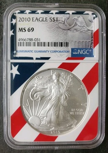 2010 $1 American Silver Eagle Dollar NGC MS69