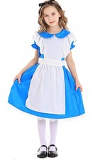 Girls Blue Alice In Wonderland Halloween Costume Kids Party Size 140, 9-10 Y/O