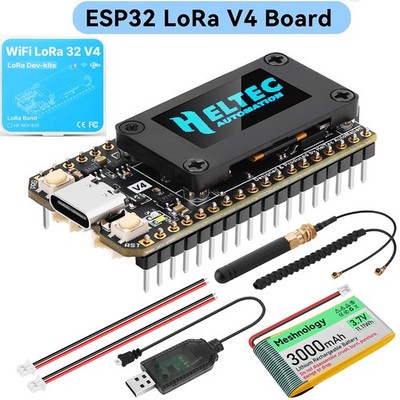 Heltec V4 LoRa Wifi ESP32 BT GPS Board + Antenna + Case + Battery for Meshtastic