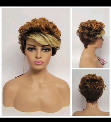   CUTE PIXIE CUT TEXTURED WIG COOPER  BLONDE LIGHTWEIGHT DAILY FASHION - NBF