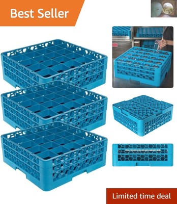 Space-Saving OptiClean Glass Rack - 25 Compartments, Dishwasher Safe, Blue