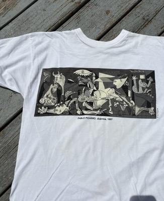 Vintage Pablo Picasso Guernica Tee Shirt White Rare Art 90s Medium