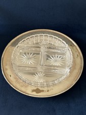 Vintage Walker&hall Sheffield Silver Plate Crystal/Glass Relish Serving Dish