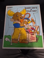 VINTAGE 1984 PLAYSKOOL PLAY DAY MOOSE WOOD PUZZLE #366-2 USA MADE GET ALONG GANG