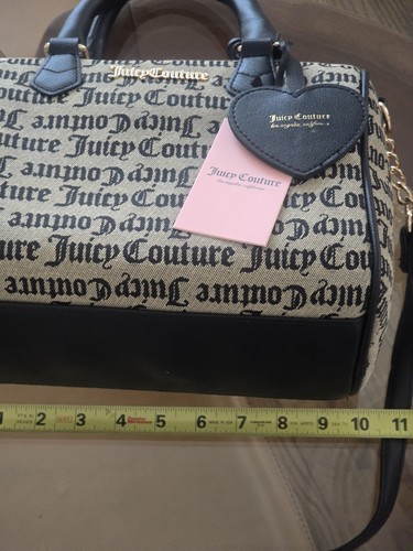 Juicy Couture Black Beige Jaquar Bestsellers Fame Satchel Bag Purse NWT $99 - Picture 9 of 13