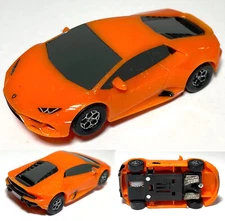 1pc 2022 Micro Scalextric 9V HO Slot Car Orange Flake LAMBORGHINI EVO Carded A++