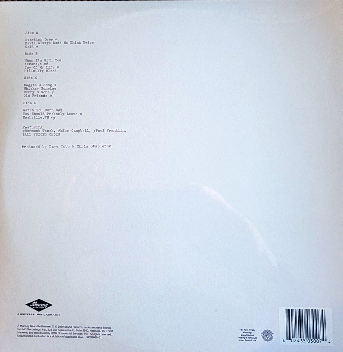 Starting over by Stapleton, Chris (Record, 2020) for sale