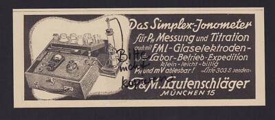 MÜNCHEN, Werbung 1941, F. & M. Lautenschläger Simplex-Janometer