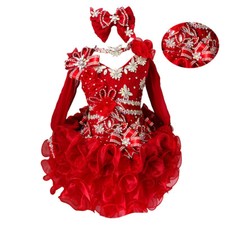 Jenniferwu Girls Tulle Flower Princess Wedding Party Dress Handmade Beaded Dress