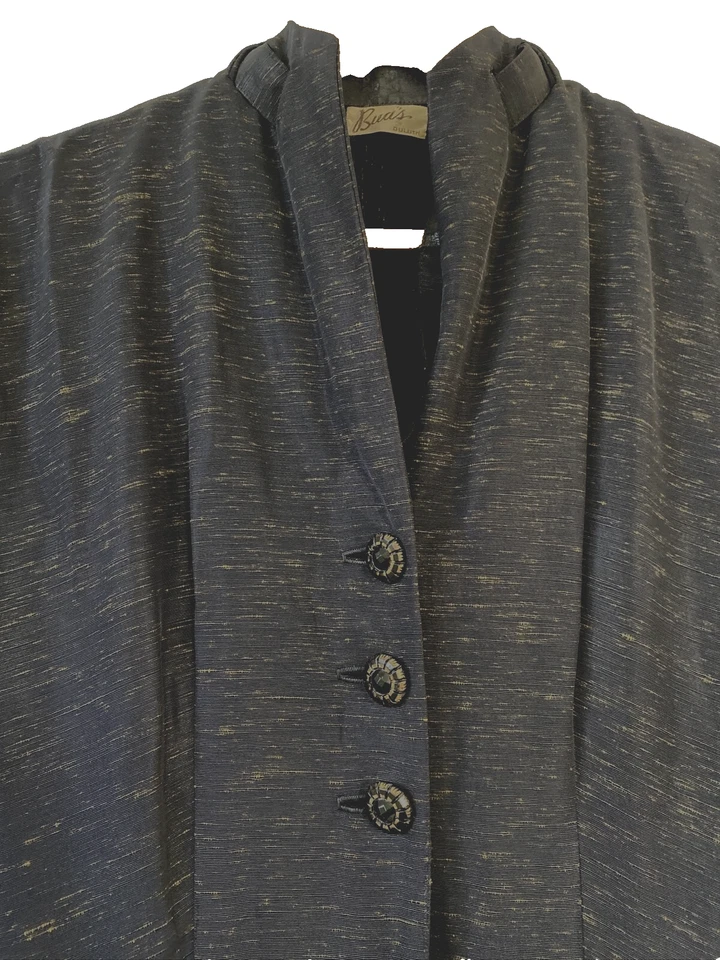 Vtg 50's Atomic Black Gold Fleck Fit & Flare Dress Pin-Up Rockabilly Sz XS S - Image 2 of 4