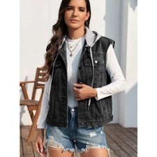Pocketed Button Up Hooded Denim Jacket