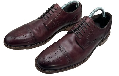 joseph abboud burgundy dress shoes Joseph Abboud Owings Oxfords Mens 9 Burgundy Leather Cap Toe Brogue Dress  Shoes