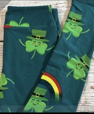 LuLaRoe KIDS ST PATRICKS DAY Leggings LEPRECHAUN SHAMROCKS RAINBOWS NWT 