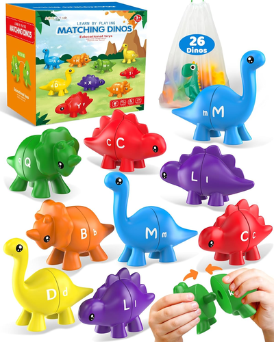 26PCS Dinosaur Alphabet Learning Toys for Toddlers 2-4, Montessori Educational T - Picture 9 of 12