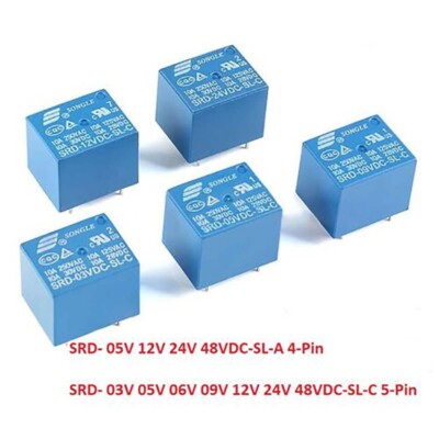 SONGLE Mini-Leistungsrelais SRD-03V 05V 09V 12V 24V 48VDC-SL-A -SL-C 4/5Pin 10A