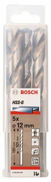 Bosch Professional Metal drill bits HSS-G. DIN 338 12 x 101 x 151 mm 2608595081