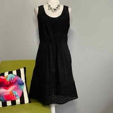 Madewell Black Cotton Eyelet Lovesong Sleeveless Dress NEW 6