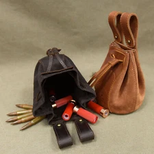 Drawstring Ammo Carrier Case Vintage Soft Leather Shell Bag Belt Pouch